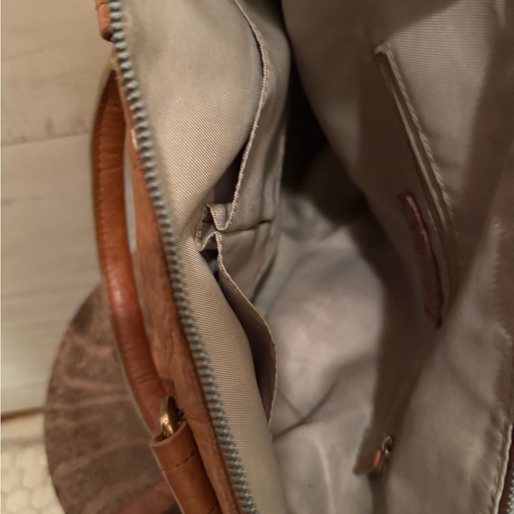 American Leather Co Jamestown Tan Brown Top Handle Shoulder Crossbody Purse - Picture 6 of 9